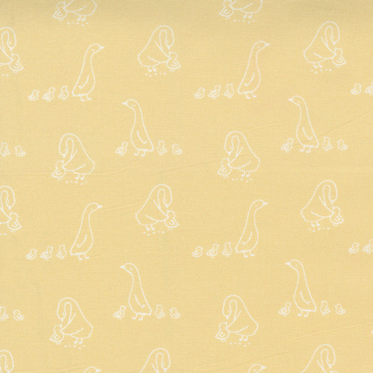 Moda Little Ducklings Mustard-Duck Walk Baby Drawing, Paper + Cloth Little Ducklings Collection