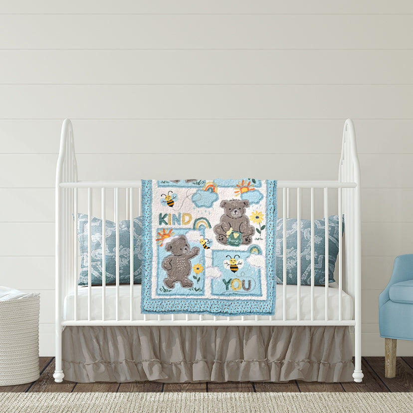 Hello Honey Nursery Set Bundle – Panel + Hexie Baby Quilt