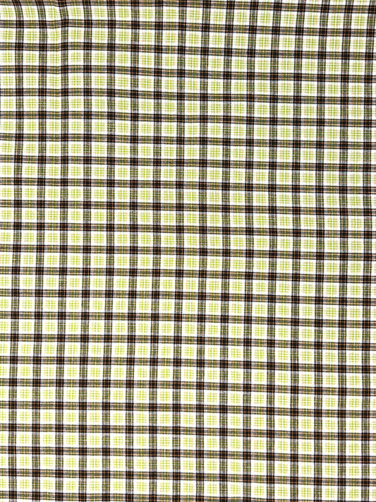 Yarn Dyed Cotton- Lime/Black Plaid